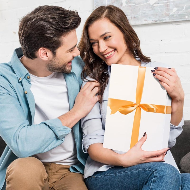 Ditwis 11.5x8.5x2.3 Inches Gift Box with Magnetic Closure Lid, White Magnetic Box for Wedding, Groomsmen Bridesmaid Proposal, Birthdays, Mother's Day, 1 Pack - Image 3